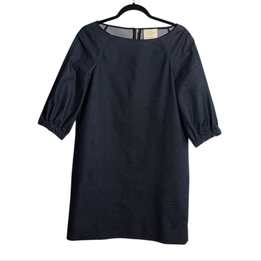 KATE SPADE New York Navy Denim 3/4 Sleeve Shift Dress Size 6